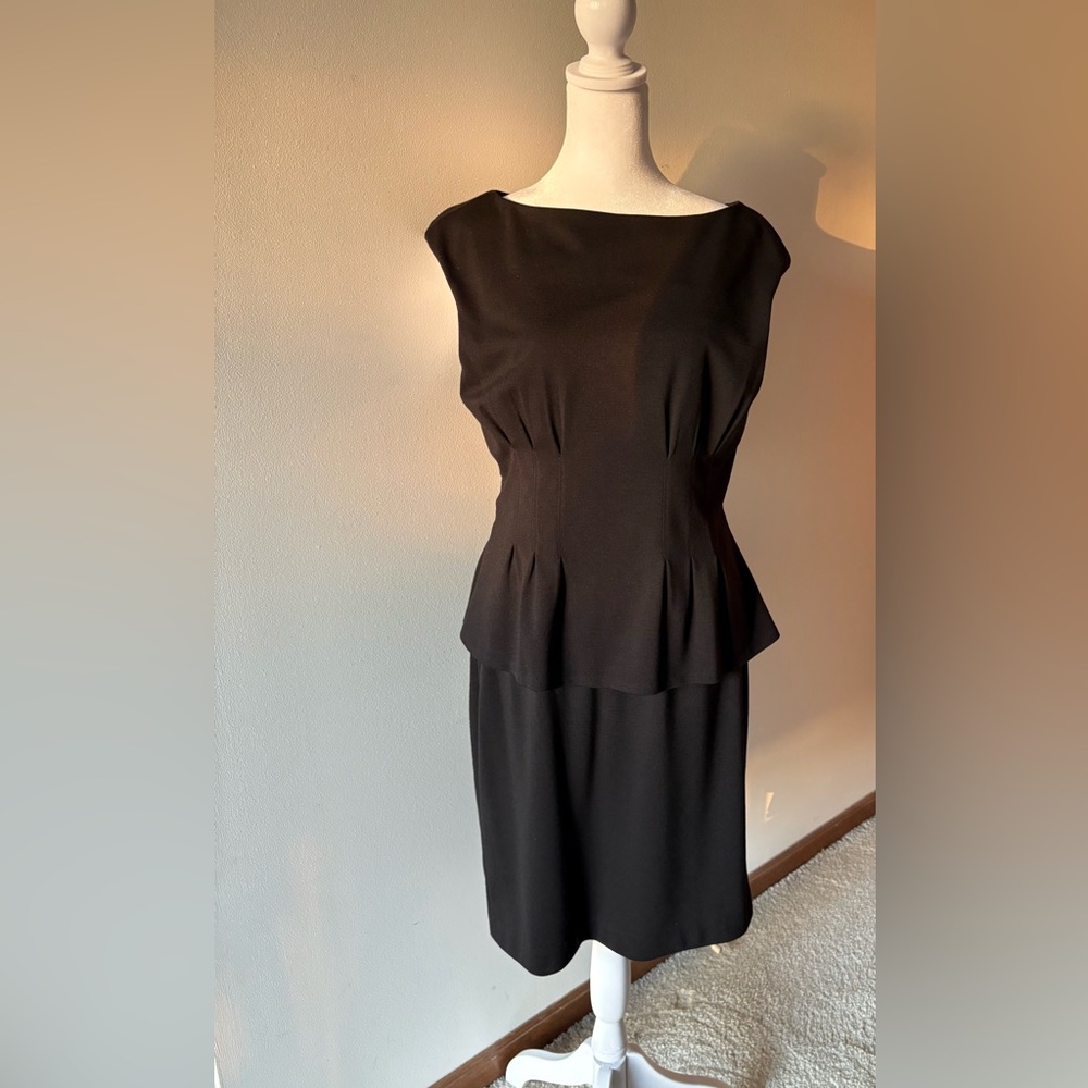 Classic Little Black Peplum Sleeveless Knit Dress. Sz10. American Living Brand.